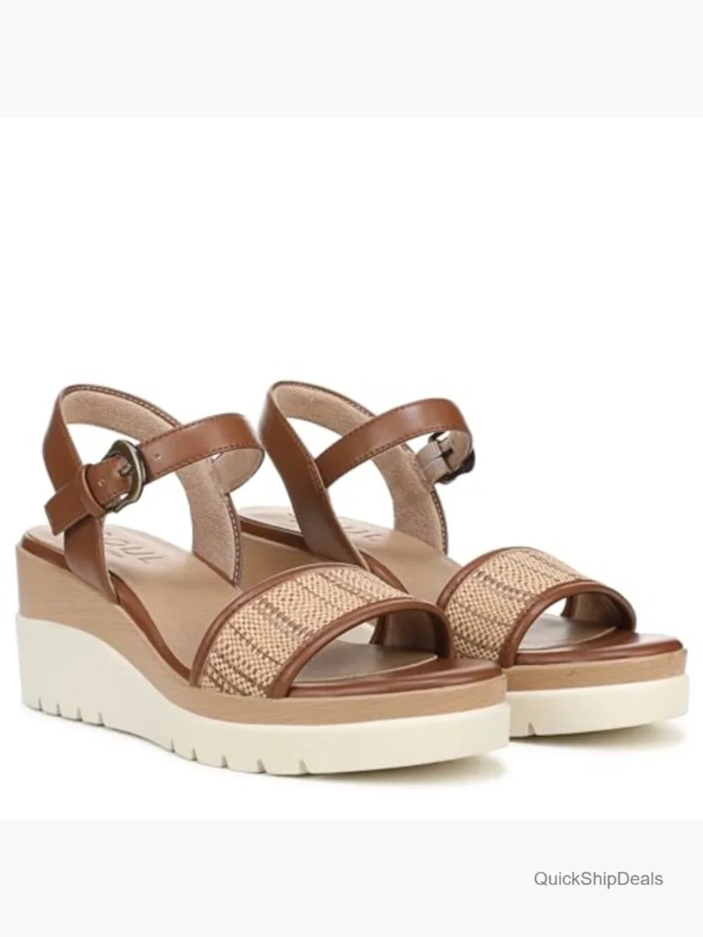 Wedge Sandals with Cushioned Footbed and Adjustable Ankle Strap